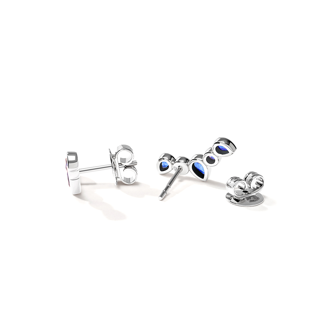 Tamara Comolli 18K White Gold Gypsy Blue Sapphire Crawler Earrings