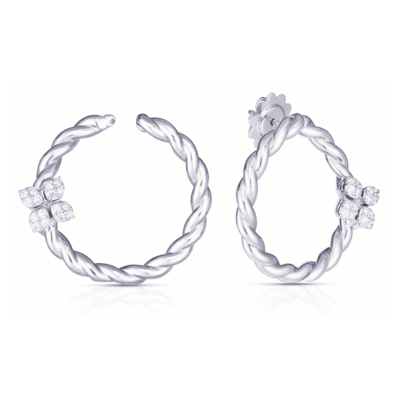 Roberto Coin 18K White Gold Love in Verona Diamond Twist Hoops