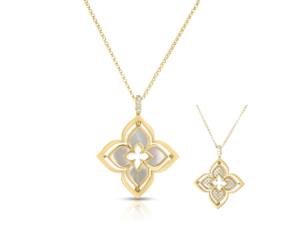 Roberto Coin 18K Yellow Gold Venetian Princess Mother of Pearl and Diamond Necklace