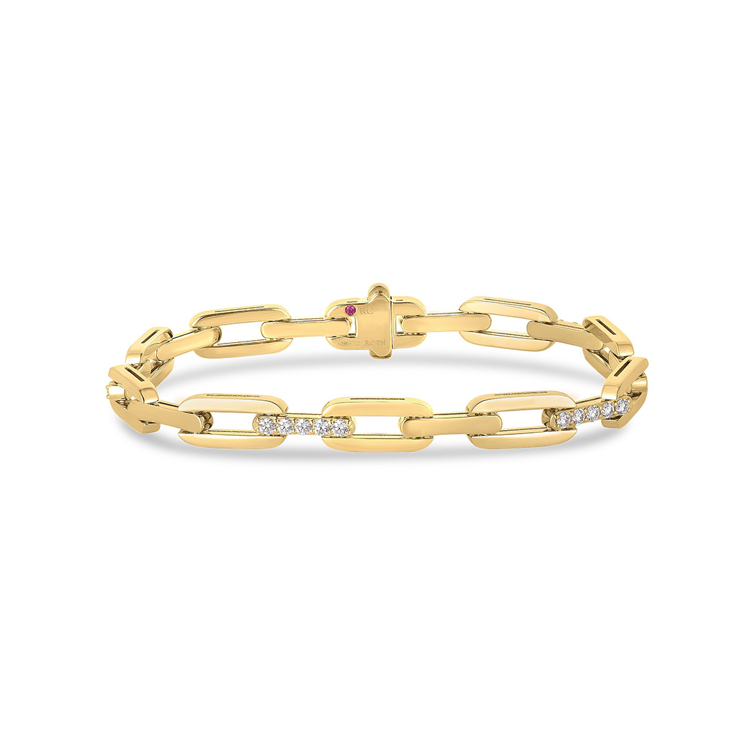 Roberto Coin 18K Yellow Gold Navarra Diamond Link Bracelet