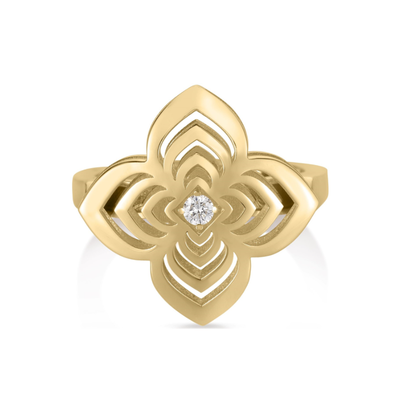 Roberto Coin 18K Yellow Gold Palazzo Diamond Flower Ring