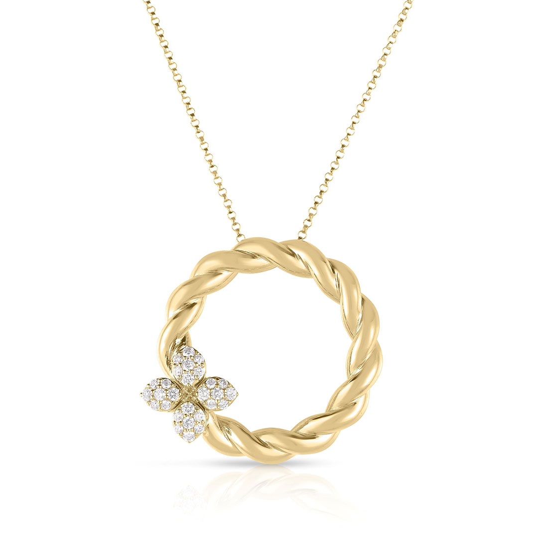 Roberto Coin 18K Yellow Gold Love in Verona Diamond Pendant