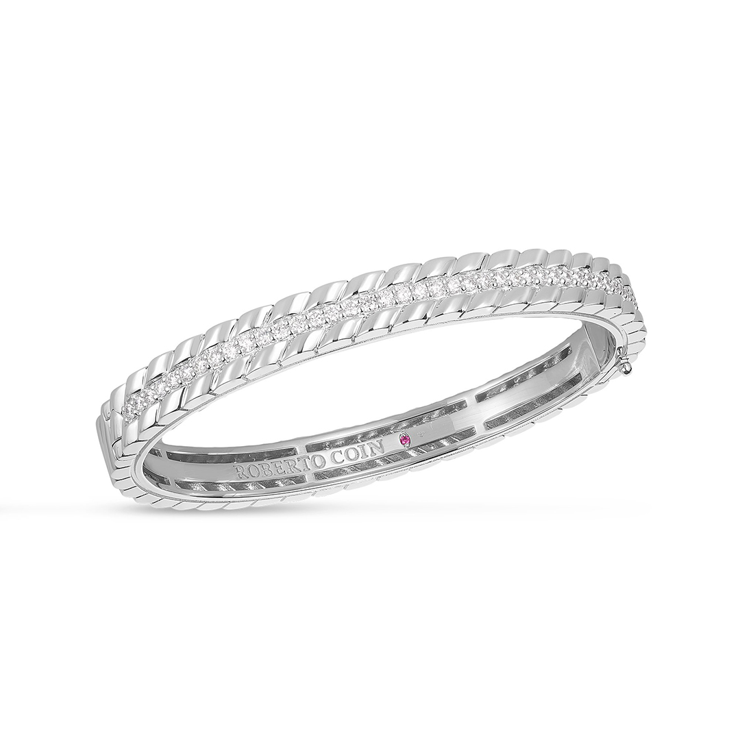 Roberto Coin 18K White Gold Siena Lucca Bangle