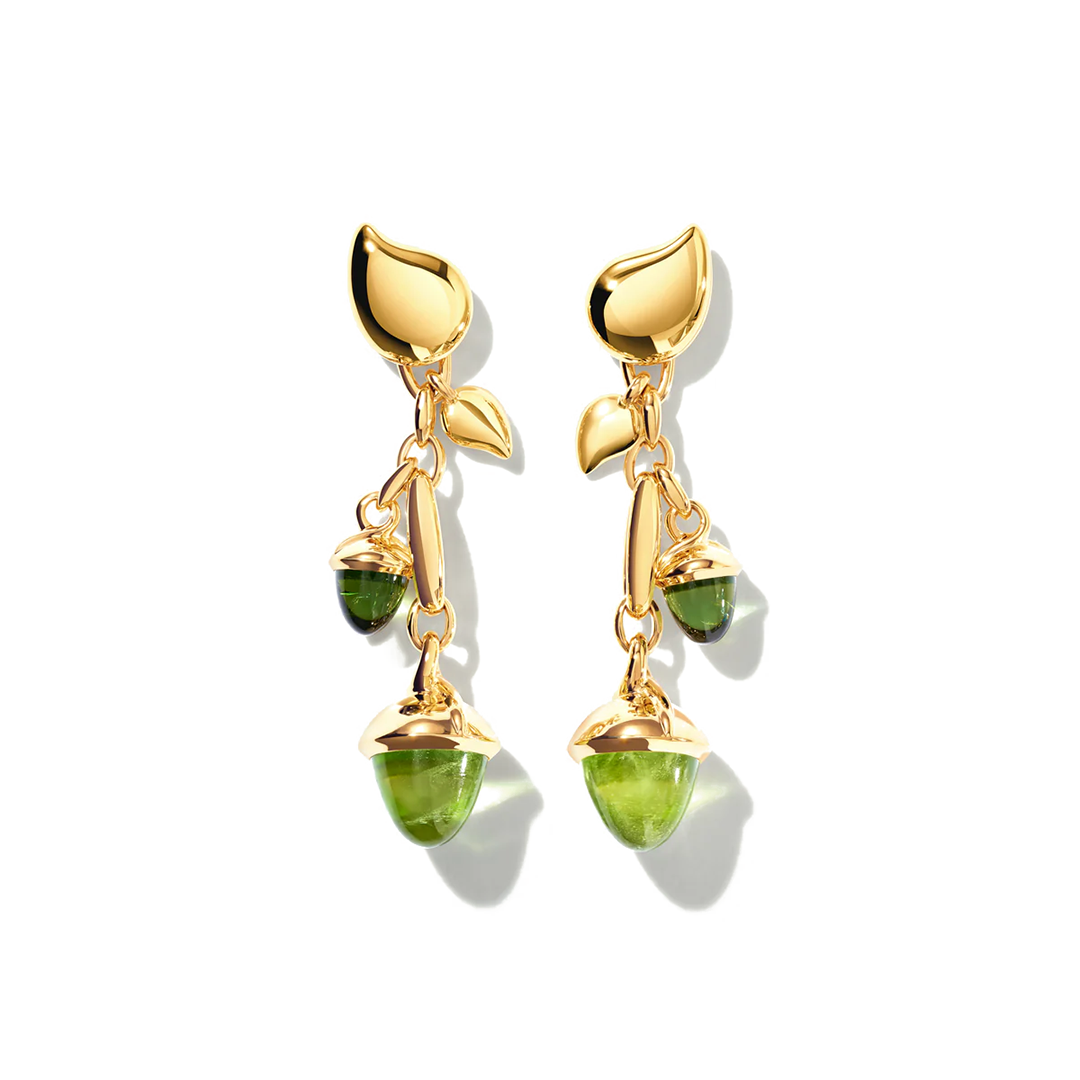 Tamara Comolli 18K Yellow Gold Mikado Tourmaline and Peridot Drop Earrings - E-M-D-2-RF-YG