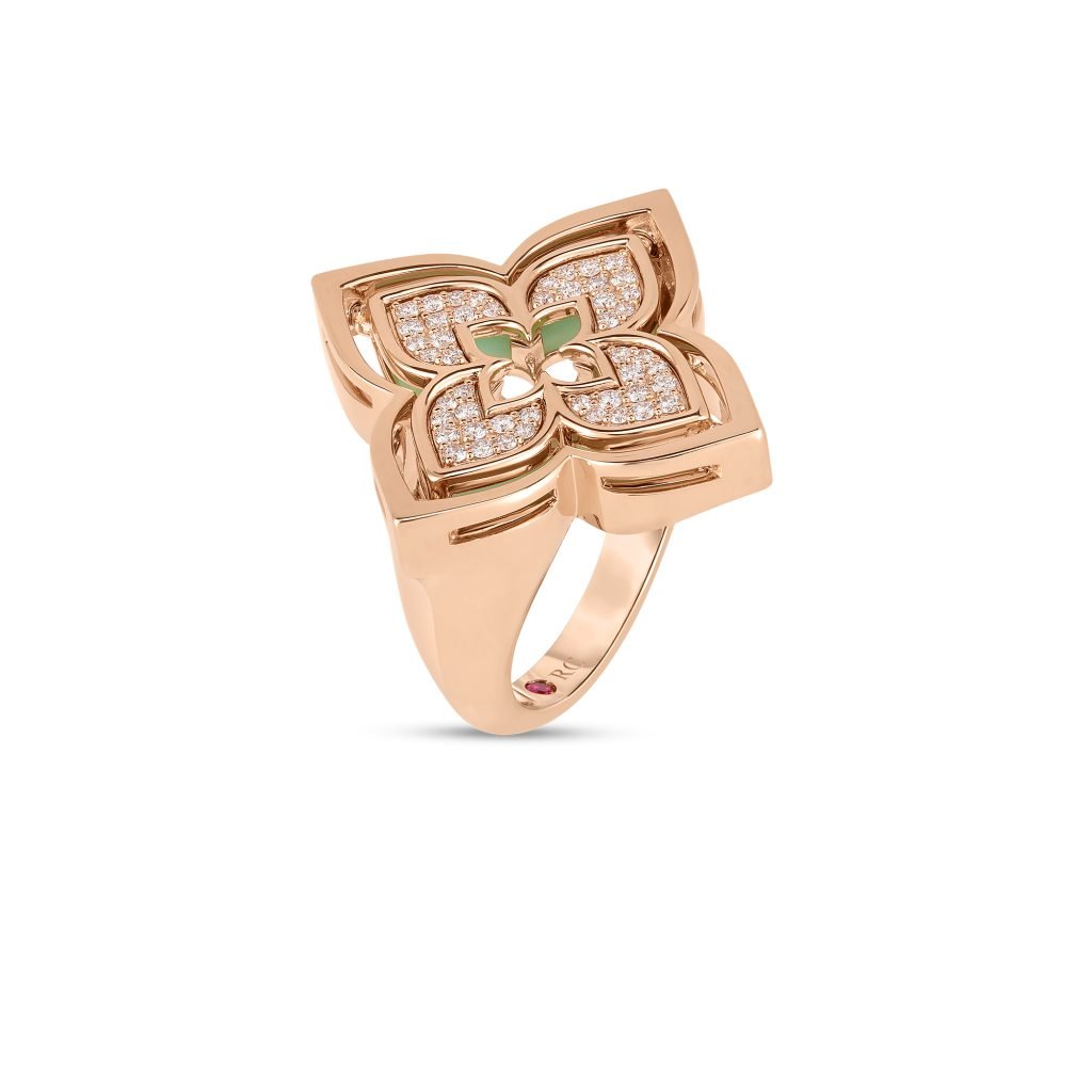 Roberto Coin 18K Rose Gold Diamond and Chrysoprase Ring