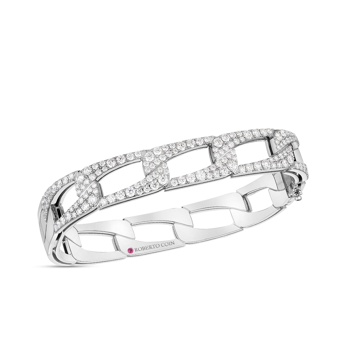 Roberto Coin 18K White Gold Diamond Bangle itemprop=