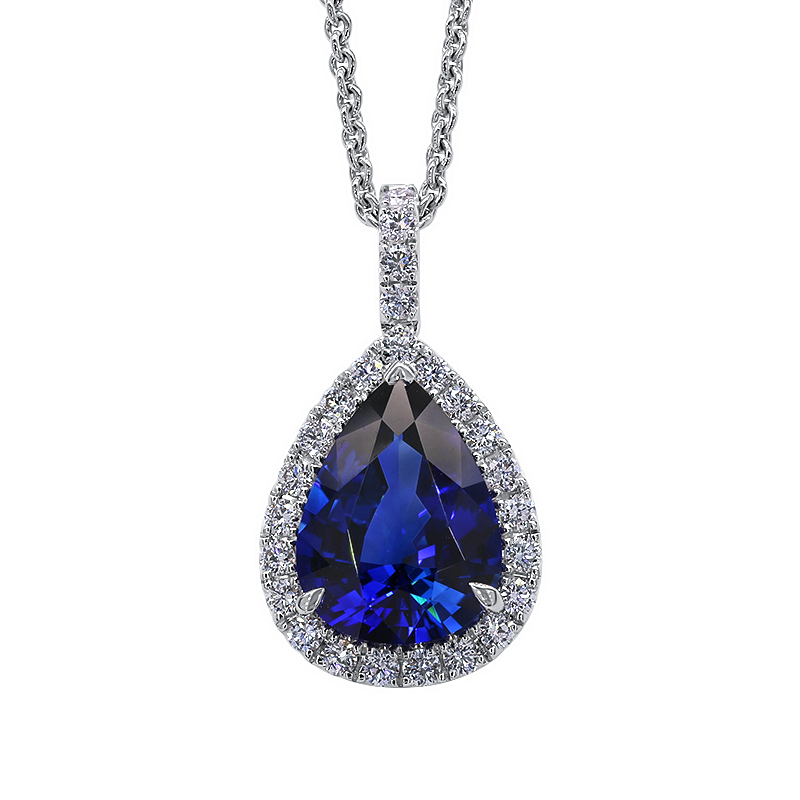 18K White Gold Sapphire and Diamond Necklace
