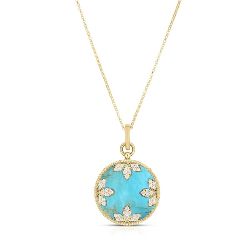 Roberto Coin 18K Yellow Gold Diamond and  Turquoise Pendant