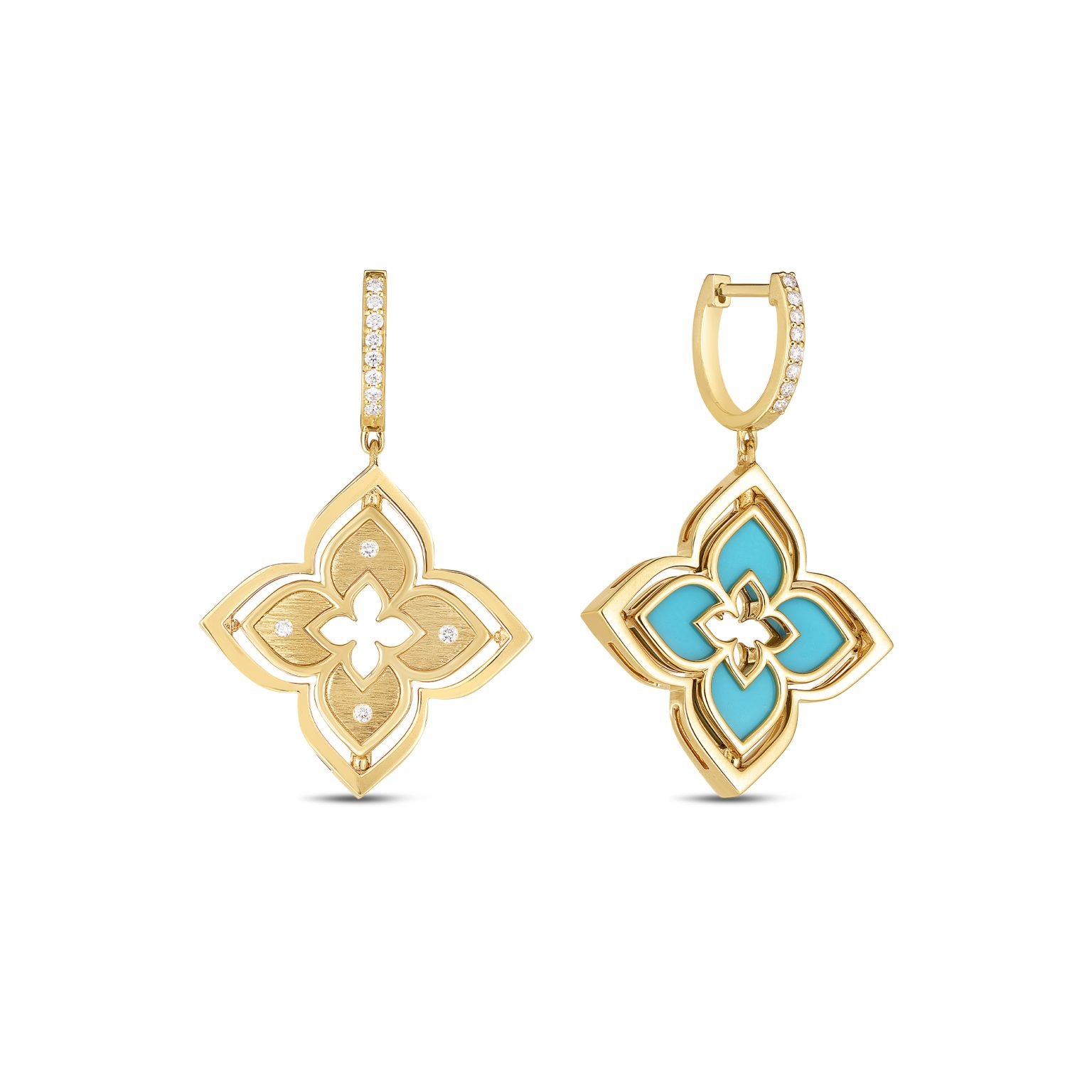 Roberto Coin 18K Yellow Gold Turquoise Princess Earrings