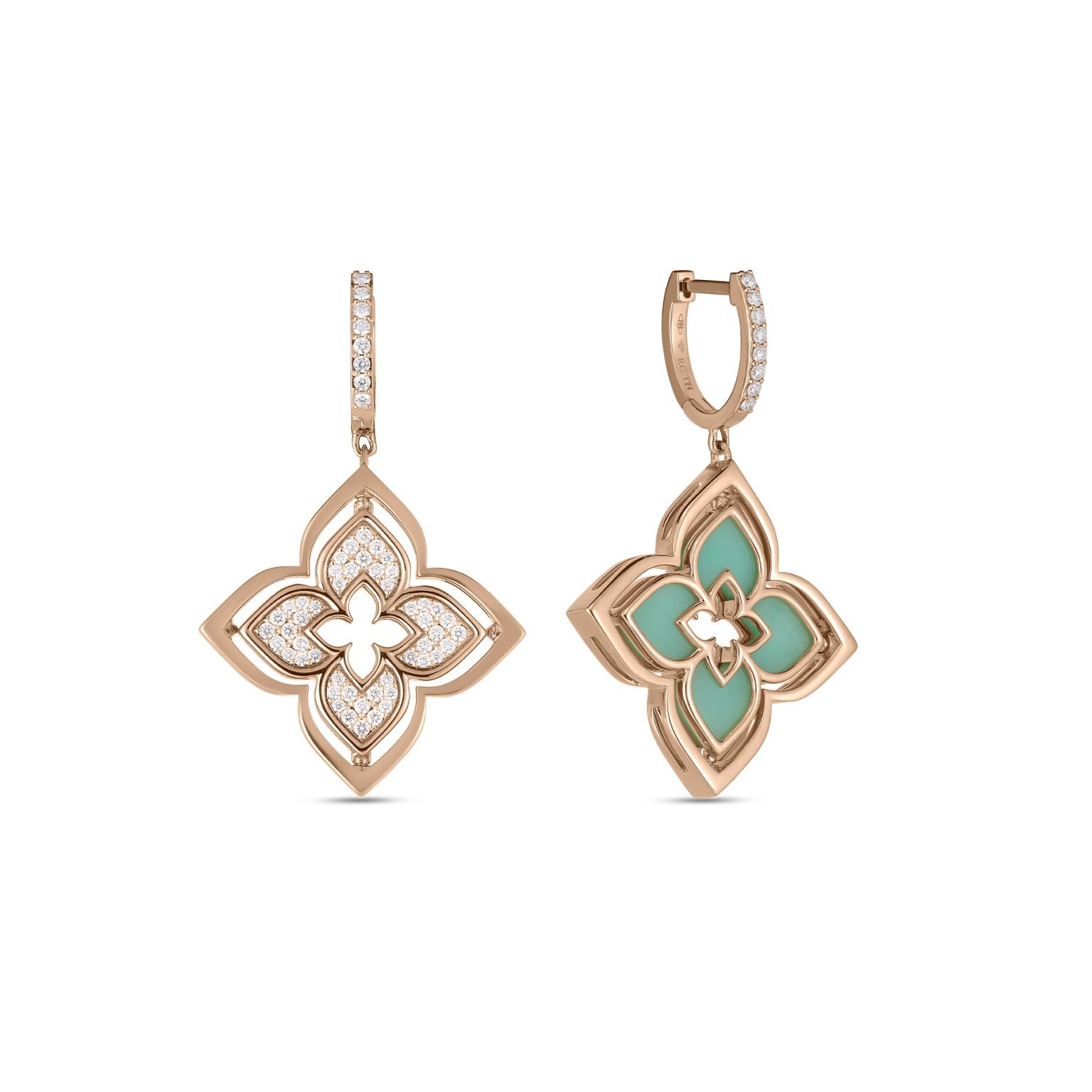 Roberto Coin 18K Rose Gold Diamond and Chrysoprase Earrings itemprop=