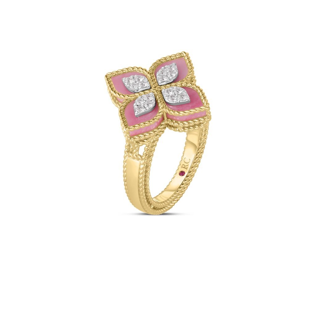 Roberto Coin 18K Yellow and White Gold Rhodonite and Diamond Ring