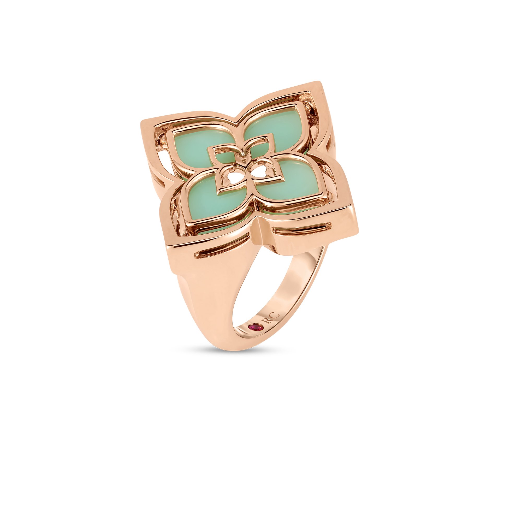 Roberto Coin 18K Rose Gold Diamond and Chrysoprase Ring