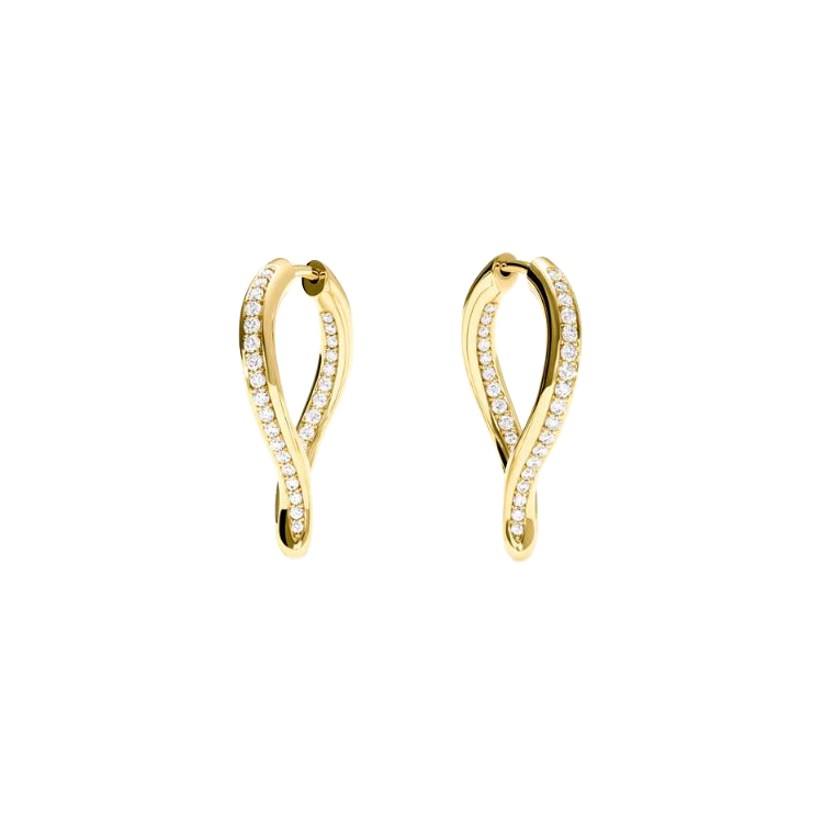 Tamara Comolli 18K Yellow Gold Diamond Twisted Hoop Earrings