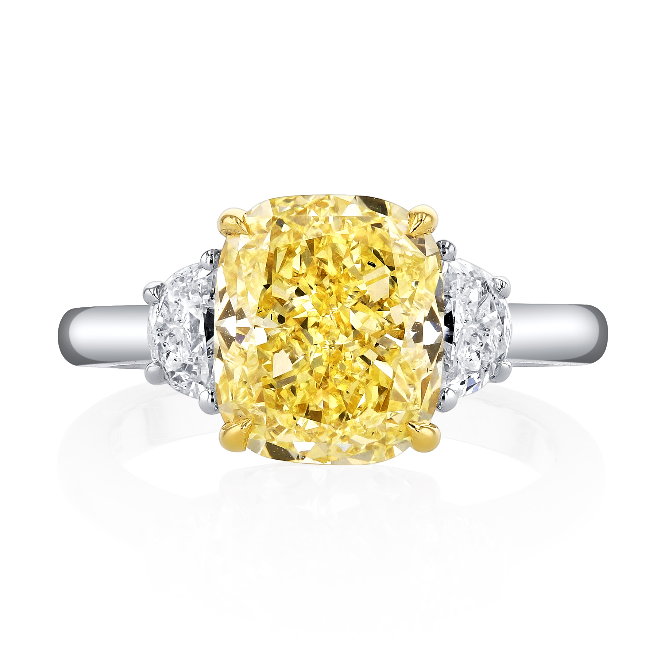 Platinum and 18K Yellow Gold Diamond Three Stone Ring - JSM359/178124