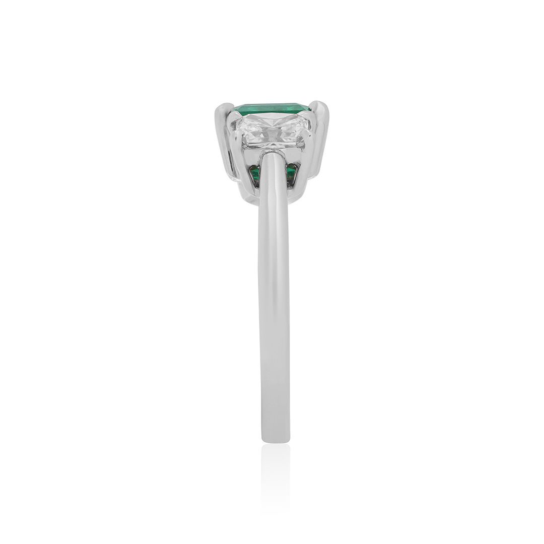 Platinum Emerald and Diamond Ring
