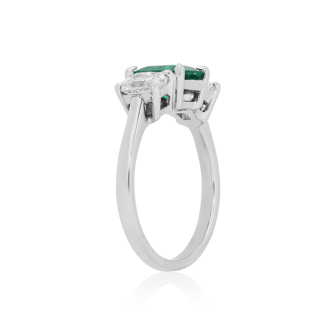 Platinum Emerald and Diamond Ring