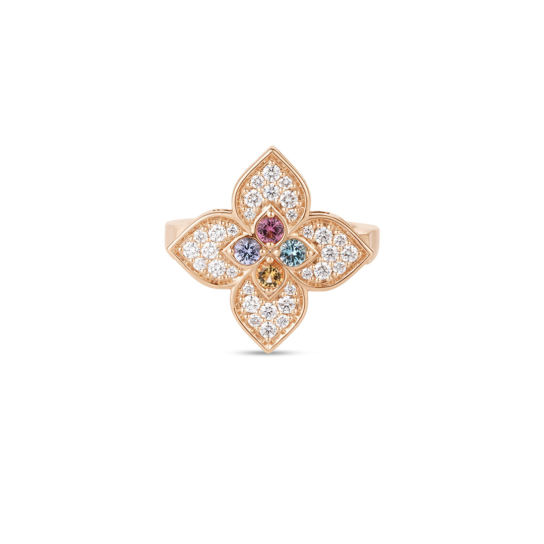 Roberto Coin 18K Rose Gold Venetian Princess Diamand and Mixed Stone Ring - 240