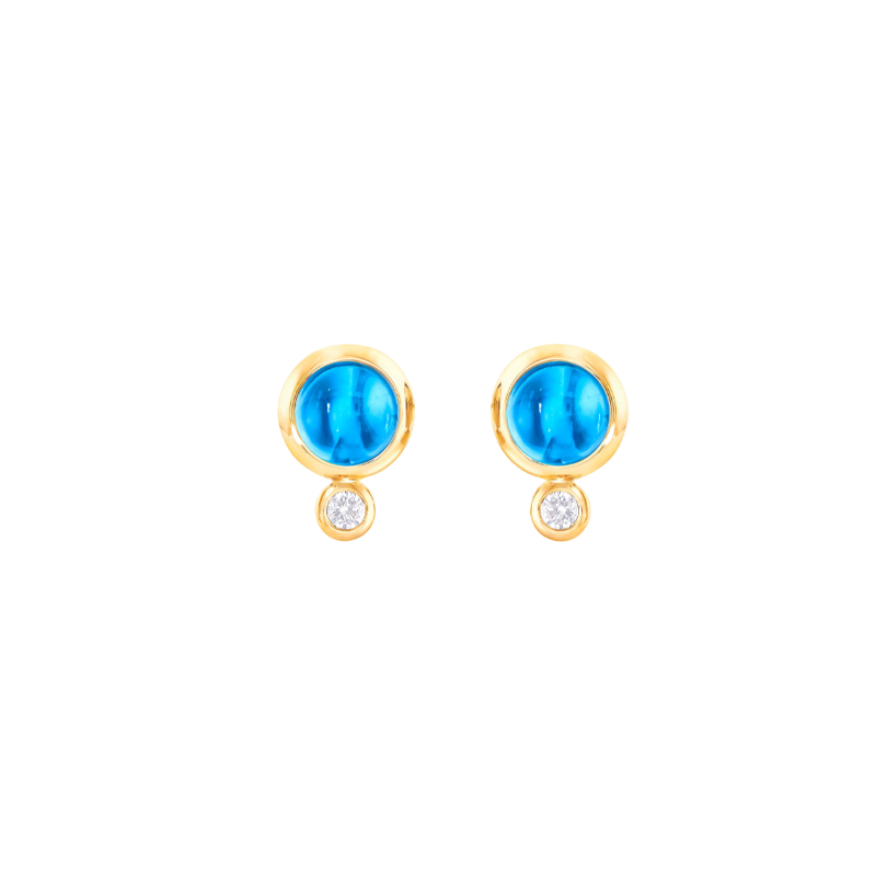 Tamara Comolli 18K Yellow Gold Bouton Swiss Topaz and Diamond Earrings - 248