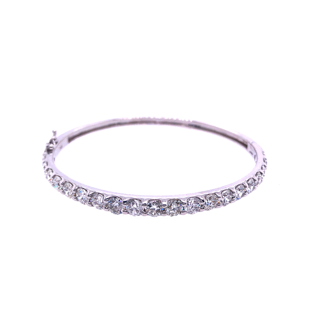 14K White Gold Diamond Half Round Bangle Bracelet