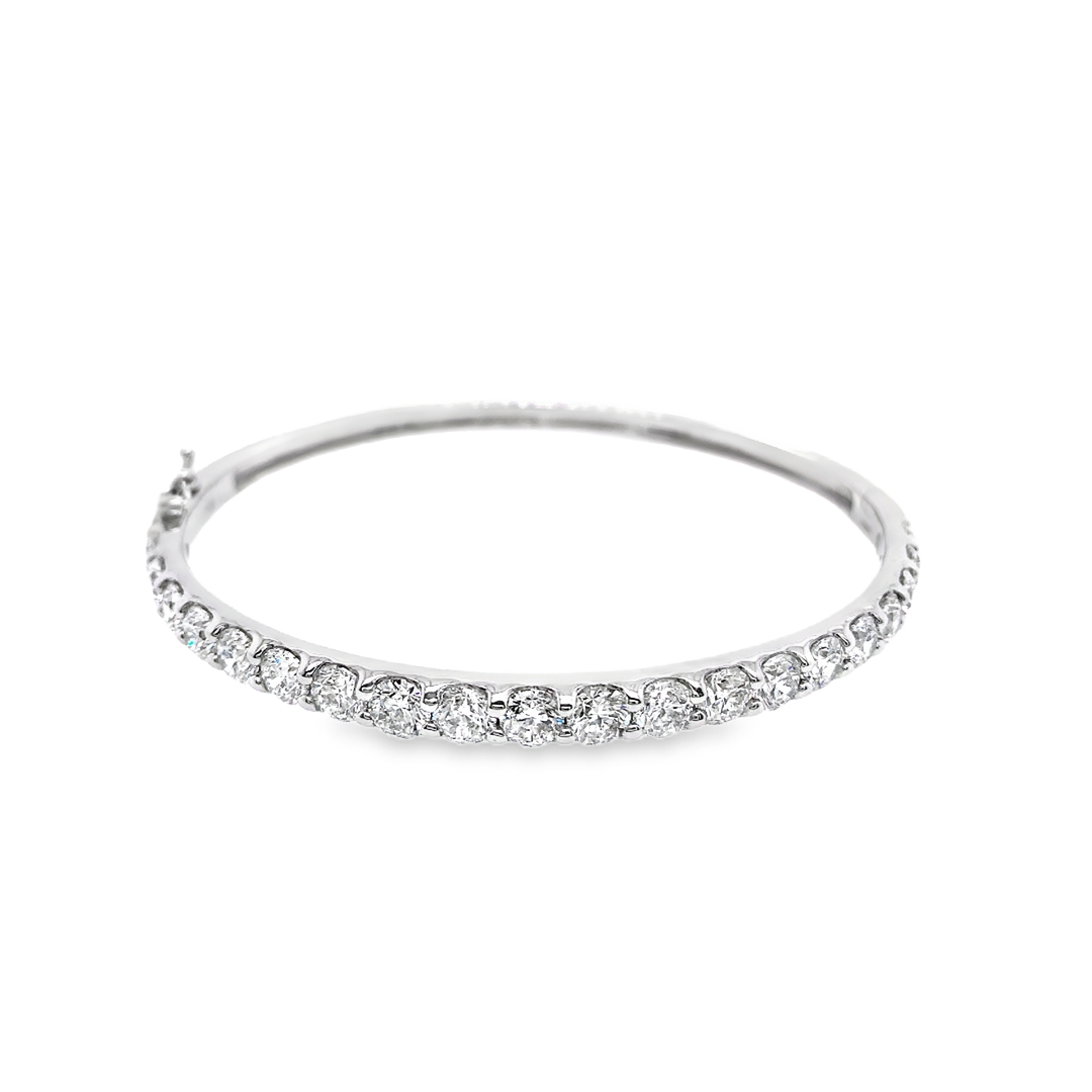 14K White Gold Diamond Half Round Bangle Bracelet