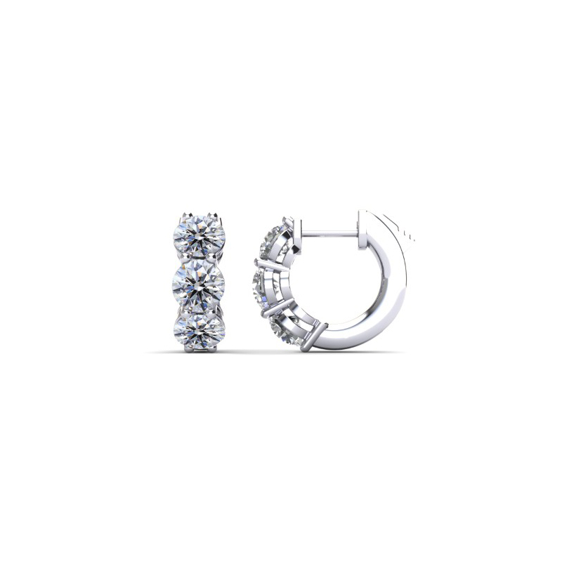 Platinum Diamond Huggie Earrings itemprop=