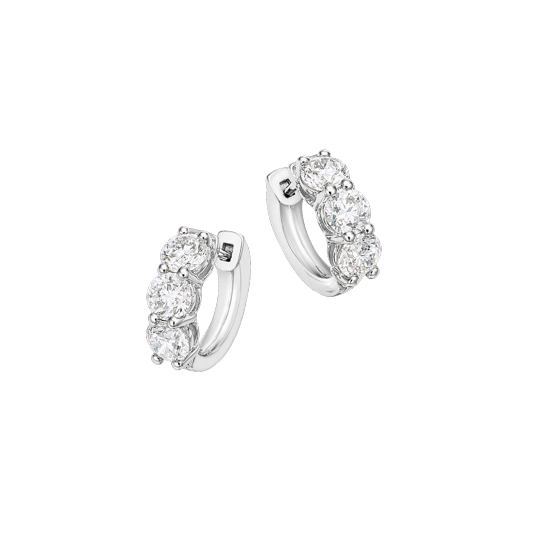 14K White Gold Diamond Hoop Earrings - 2414