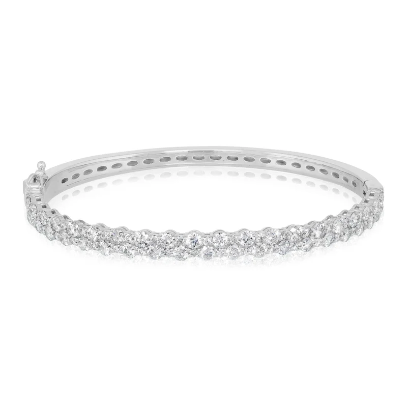 14K White Gold Diamond Bangle Bracelet