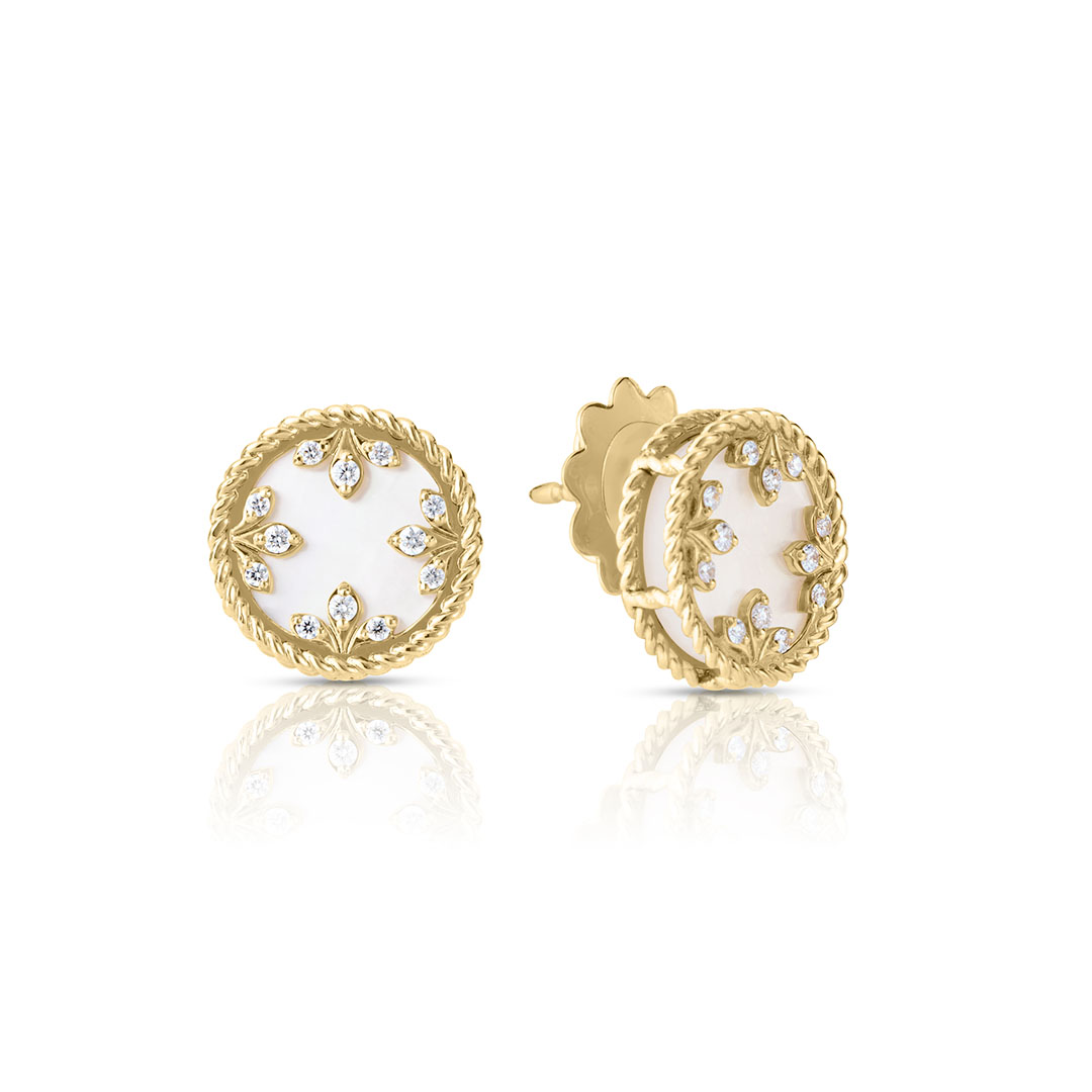 Roberto Coin 18K Yellow Gold Venetian Princess Diamond and Mother of Pearl Stud Earrings