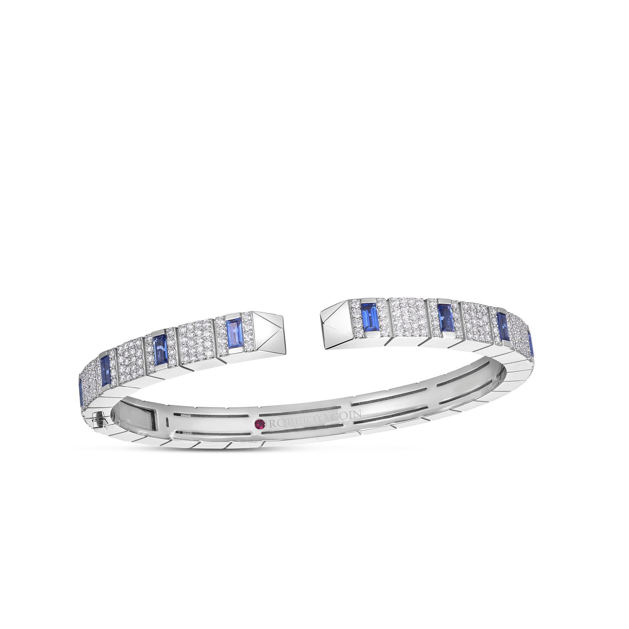 Roberto Coin 18K White Gold Diamond and Sapphire Bangle