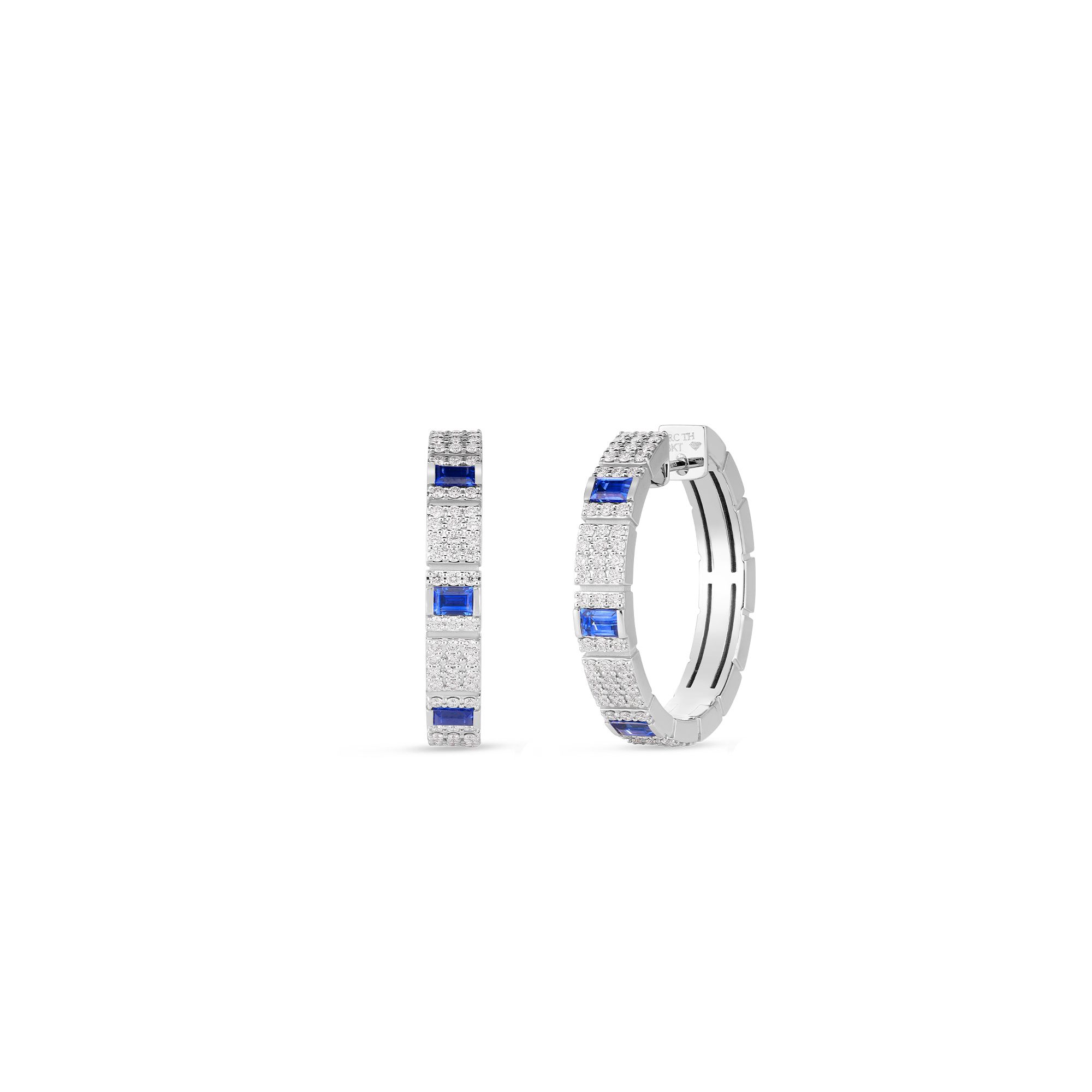 Roberto Coin 18K White Gold Diamond and Sapphire Hoop Earrings