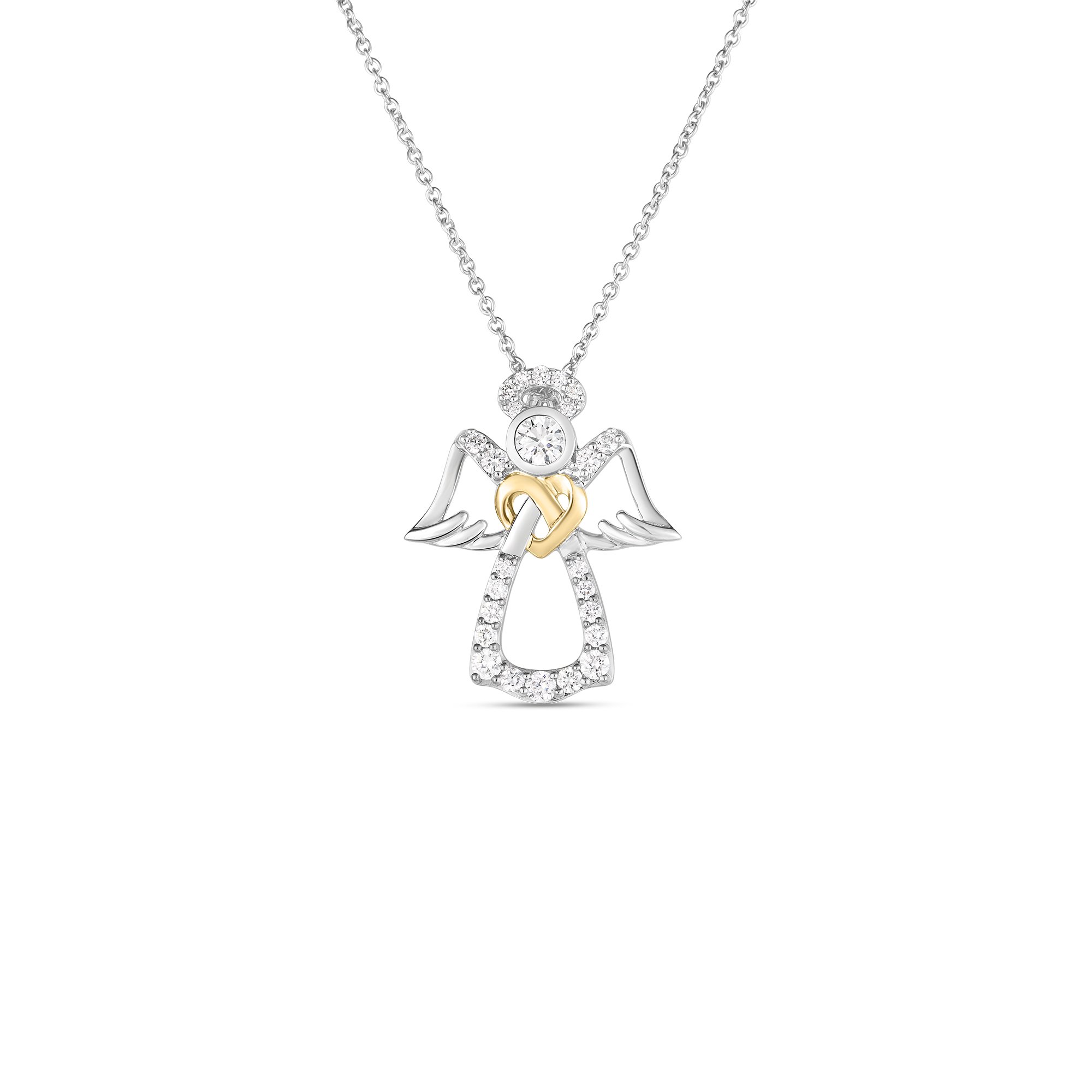 Roberto Coin 18K Yellow and White Gold Diamond Angle Pendant