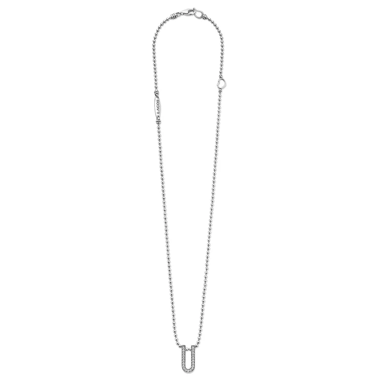LAGOS Sterling Silver Caviar Spark Diamond Pendant Necklace