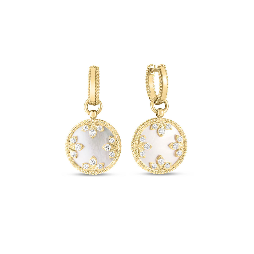 Roberto Coin 18K Yellow Gold Venetian Princess Diamond and Mother of Pearl Dangle Earrings - 366