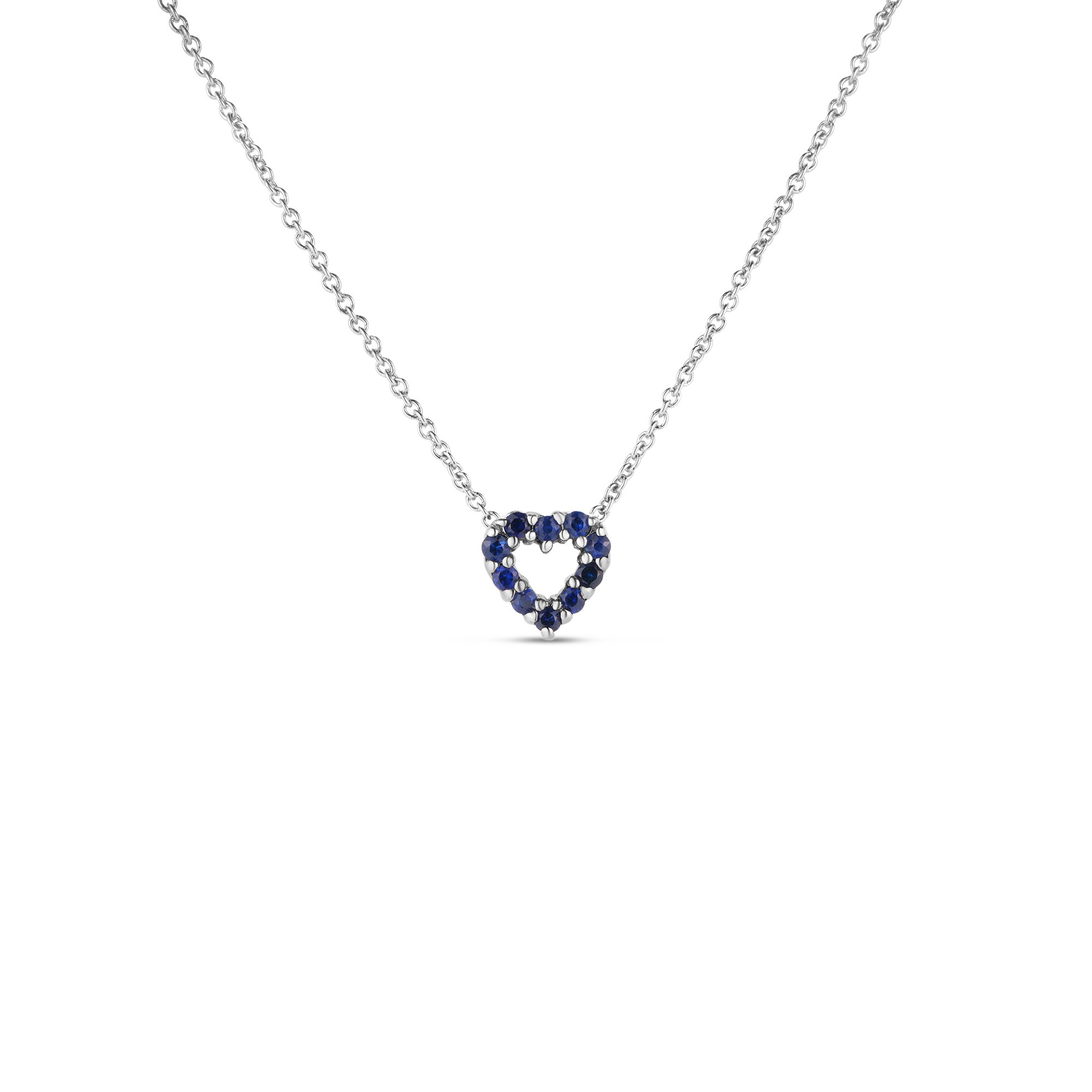 Roberto Coin 18K White Gold Blue Sapphire Heart Pendant