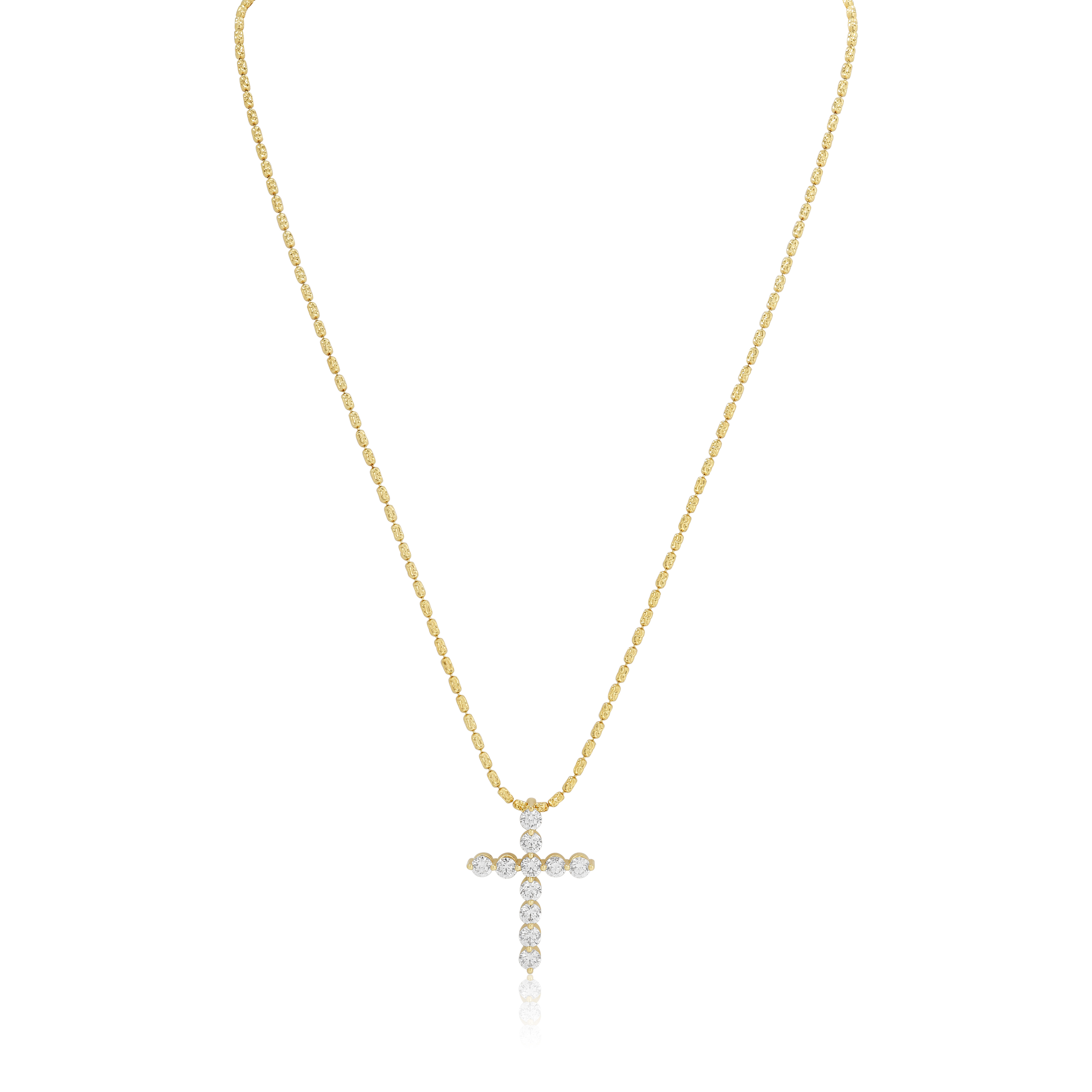 18K Yellow Gold Diamond Cross Pendant