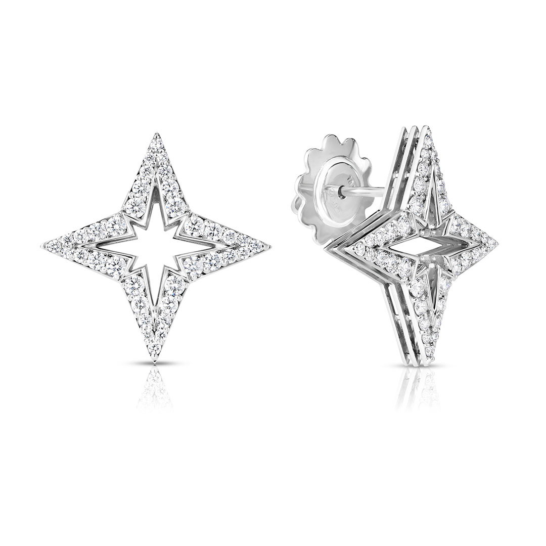 Roberto Coin 18K White Gold Princess Diamond Star Earrings - 308