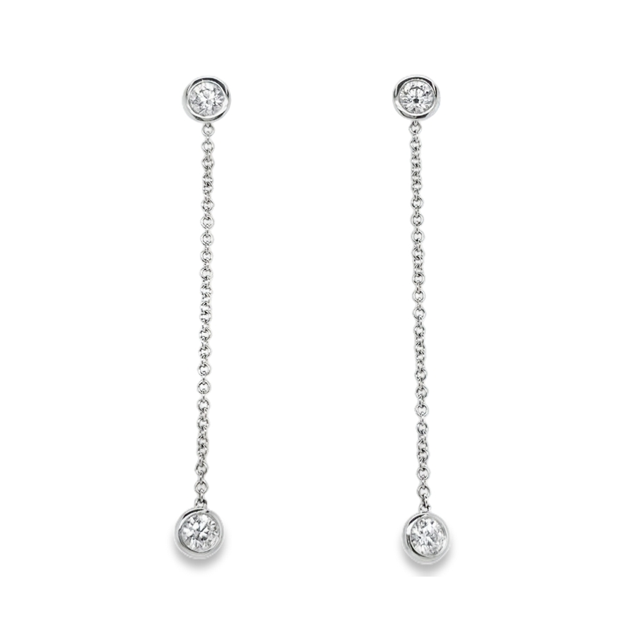 18K White Gold and Diamond Drop Dangle Earrings