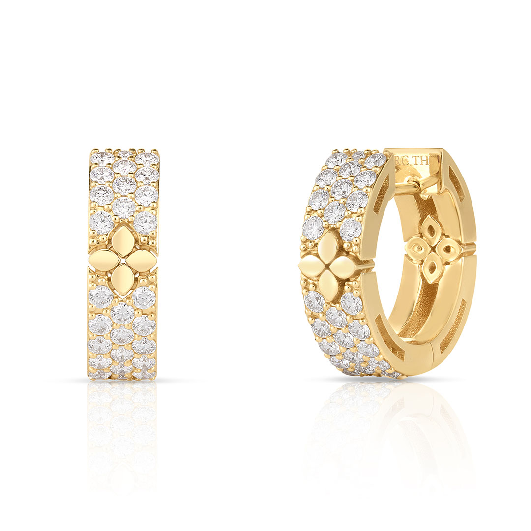 Roberto Coin 18K Yellow Gold Love in Verona Diamong Huggie Hoop Earrings - 314