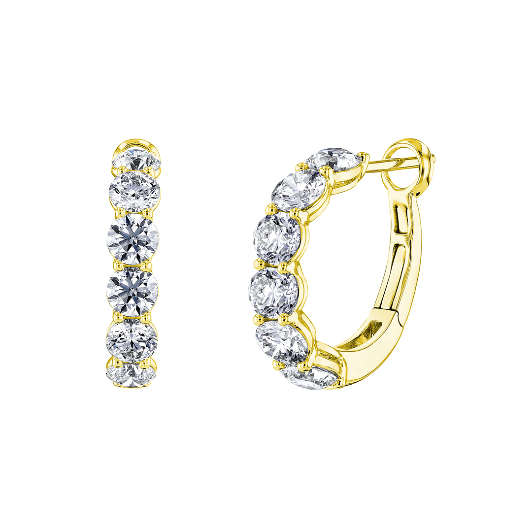 18K Yellow Gold Diamond Huggie Earrings