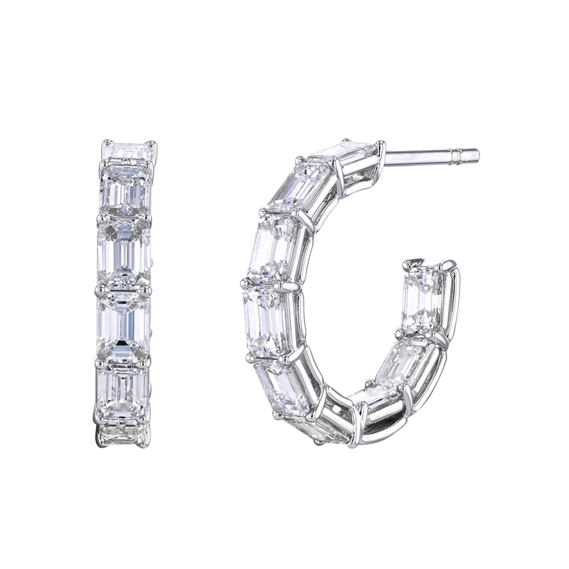 18K White Gold Diamond Hoop Earrings - FH456A8