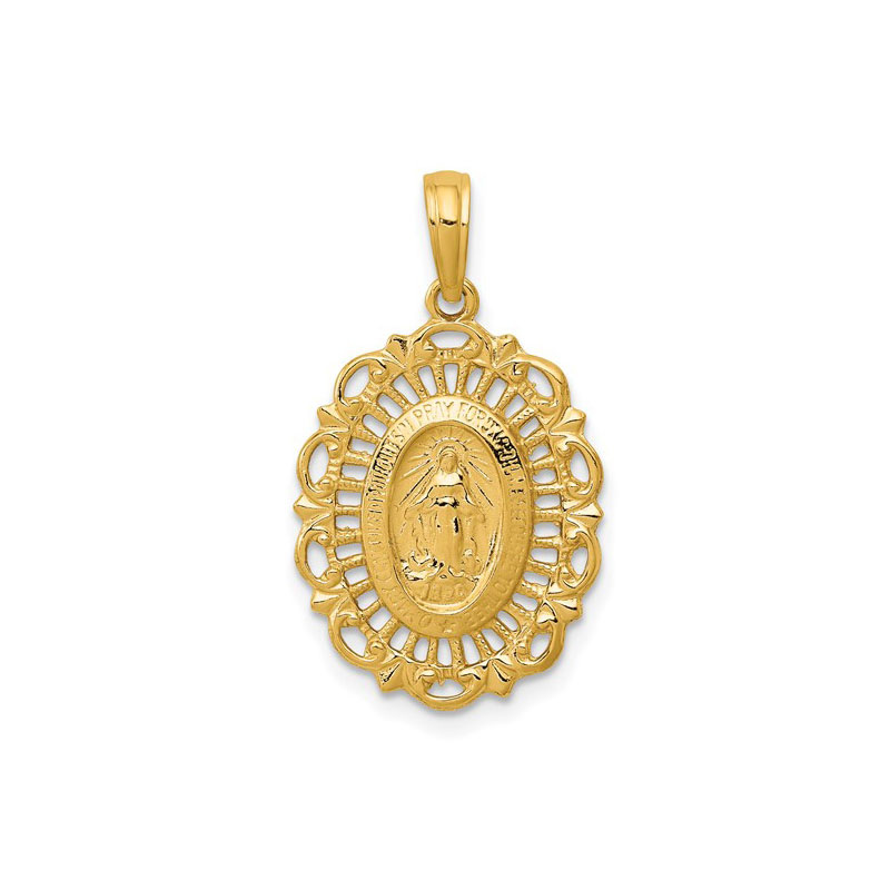 14K Yellow Gold Miraculous Medal Pendant