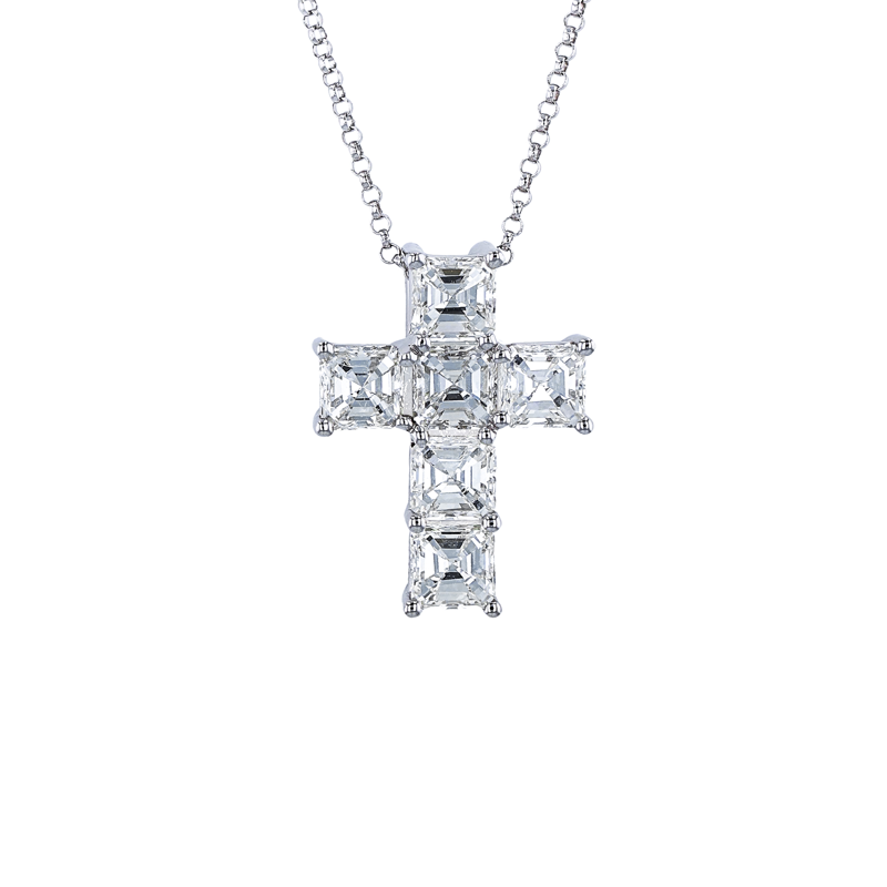 Platinum Diamond Cross Pendant Necklace