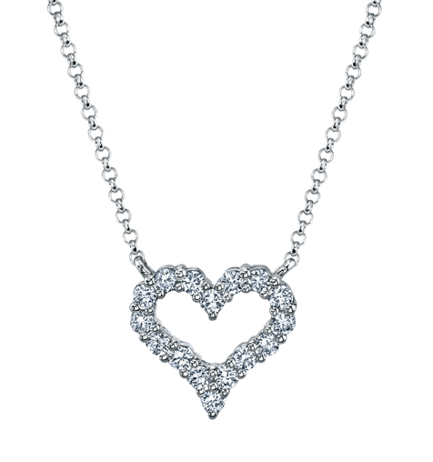 18K White Gold Diamond Heart Pendant