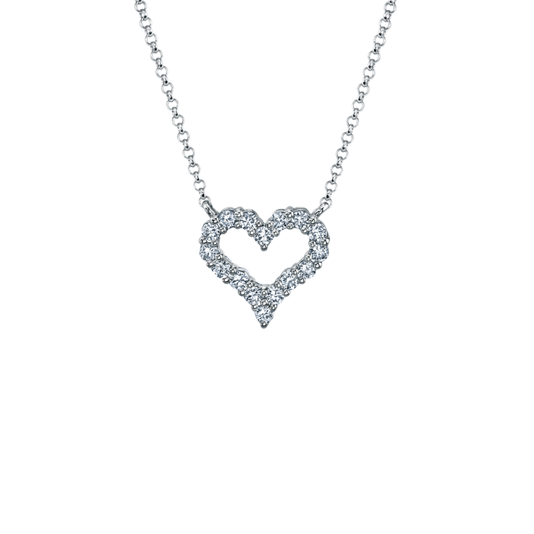 18K White Gold Diamond Heart Pendant