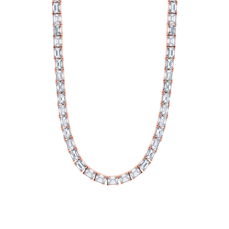 18K Rose Gold Diamond Line Necklace - FN418A8R
