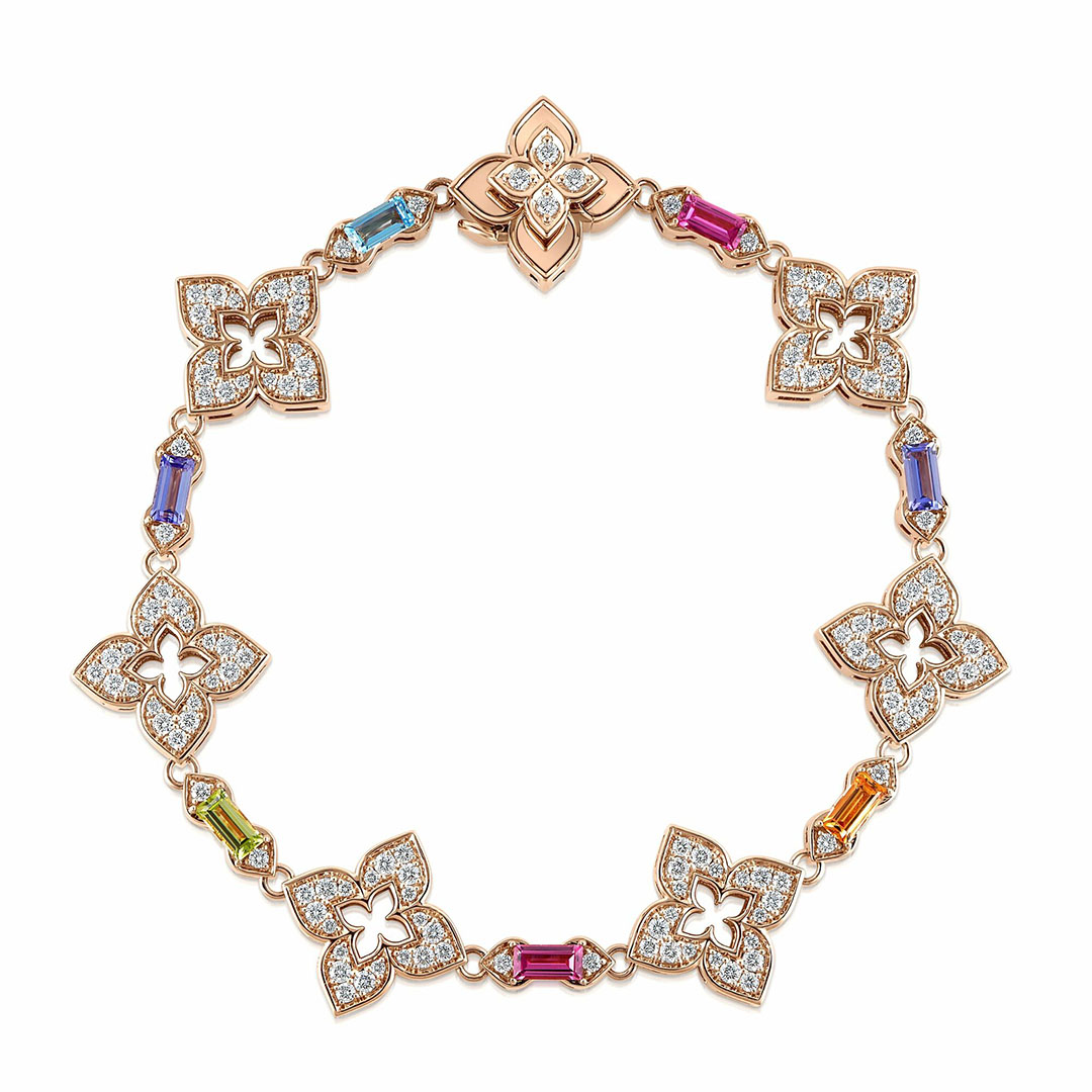 Roberto Coin 18K Rose Gold Venetian Princess Diamond Flower Bracelet - 376