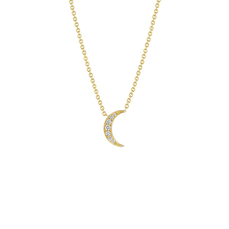 Penny Preville 18K Yellow Gold Diamond Petite Moon Necklace