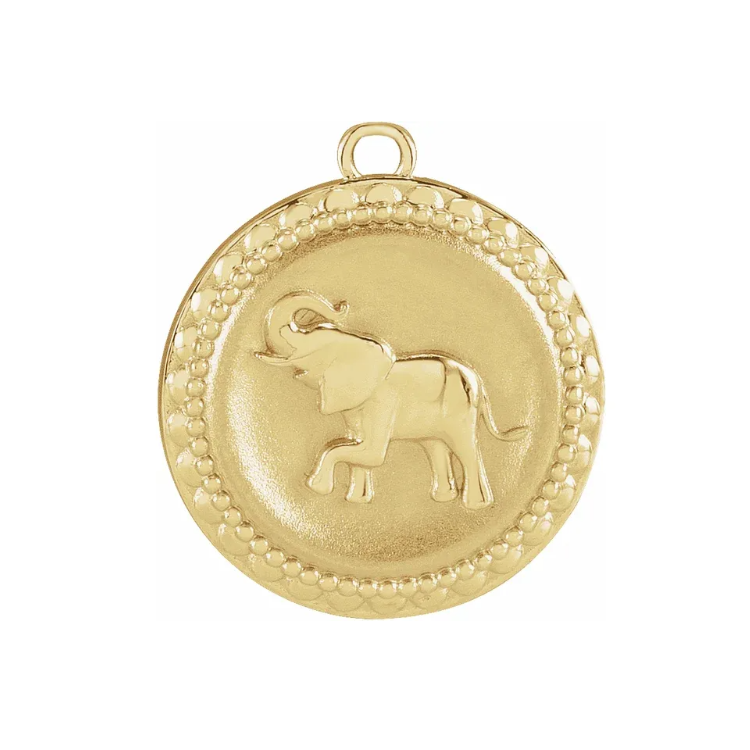 14K Yellow Gold Elephant Disc