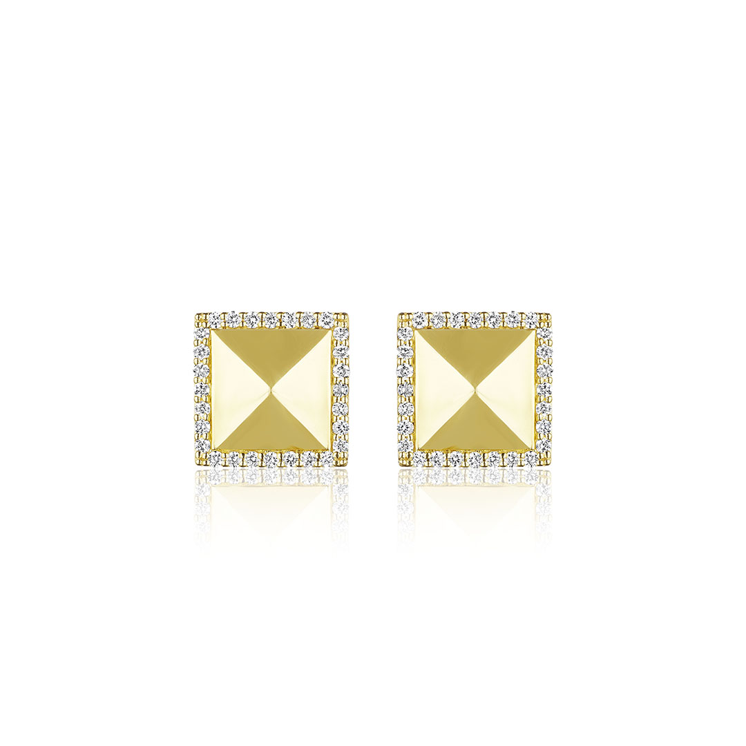Penny Preville 18K Yellow Gold Diamond Pyramid Studs