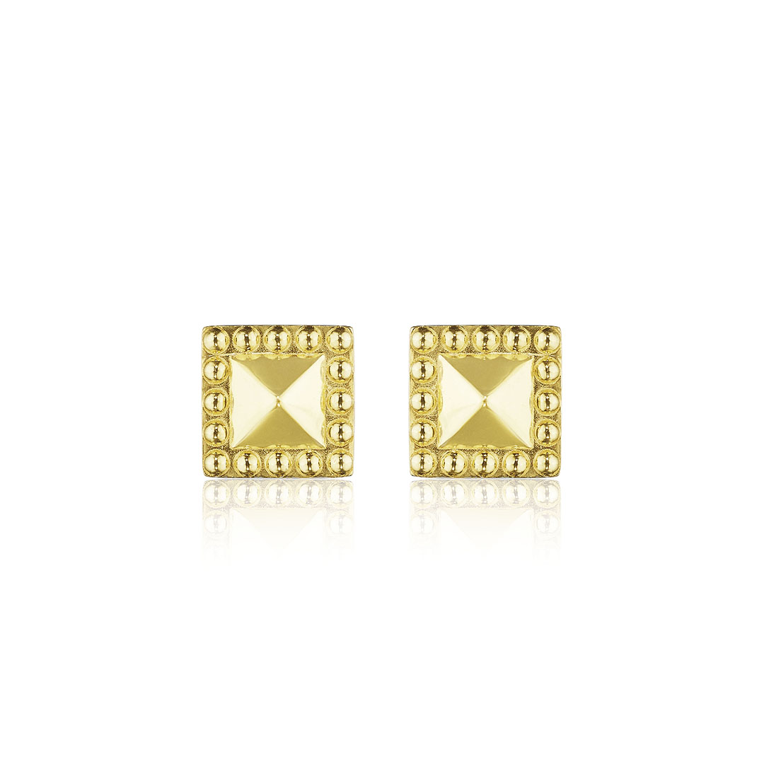 Penny Preville 18K Yellow Gold Beaded Pyramid Studs